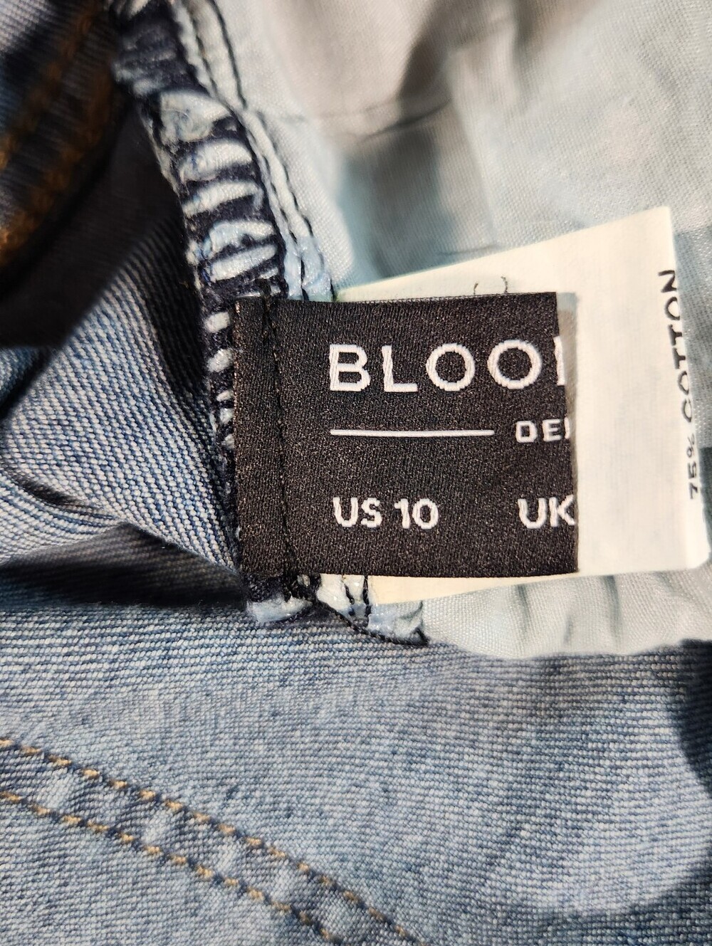 BloomChic Light Blue Denim Mini Skirt with Drawstring Size 10 - Picture 2 of 8